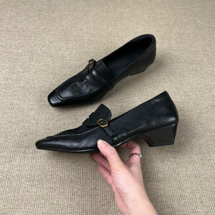 Marie | Mocasines de Piel con Tacón de Zapatero