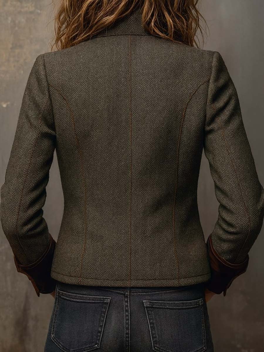 Dolores ⎸ Blazer de Sarga con Ribete en Contraste