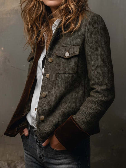 Dolores ⎸ Blazer de Sarga con Ribete en Contraste