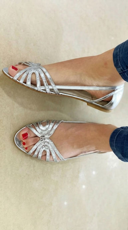 Solea | Sandalias Doradas Elegantes Punta Abierta