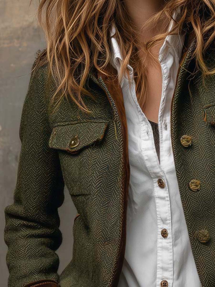 Dolores ⎸ Blazer de Sarga con Ribete en Contraste