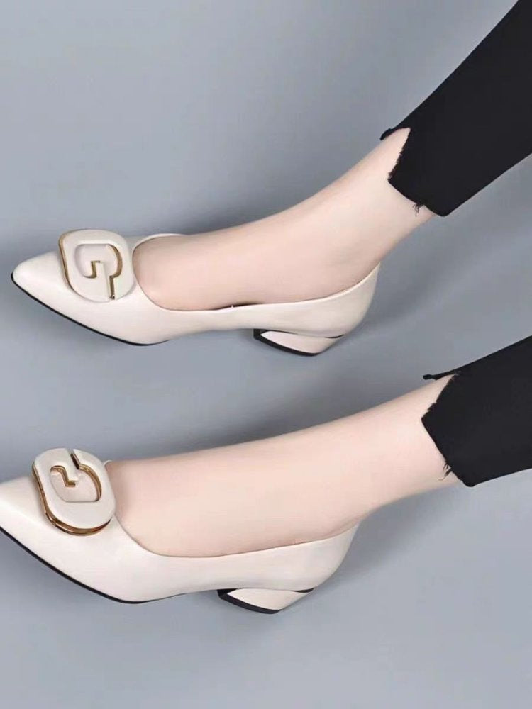 Claire | Zapatos de Salón con Tacón Cuadrado y Adorno