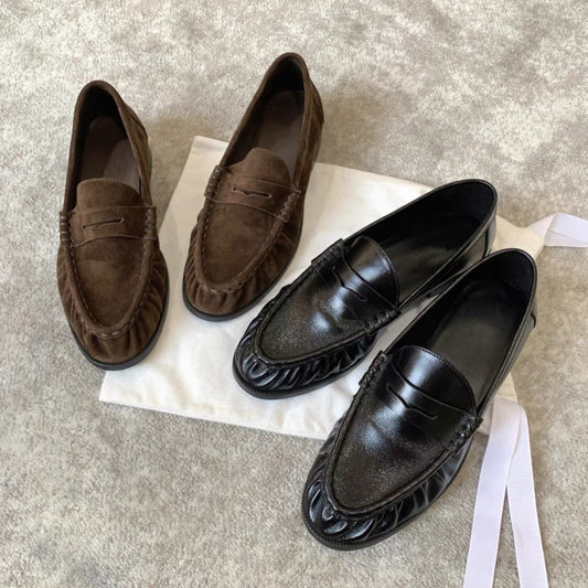 DELACROIX | Mocassins Plissés Bout Rond Christine