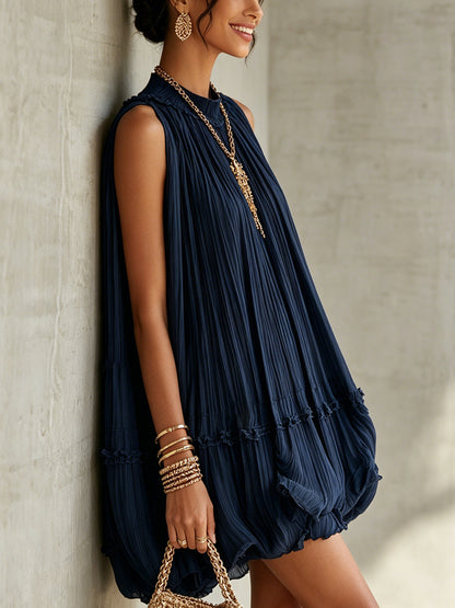 Dianora | Mini vestido de gasa con cuello y falda globo