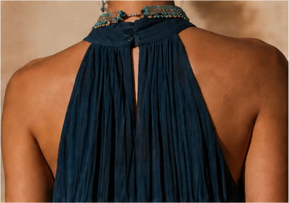 Paula | Vestido largo degradado con escote halter en V